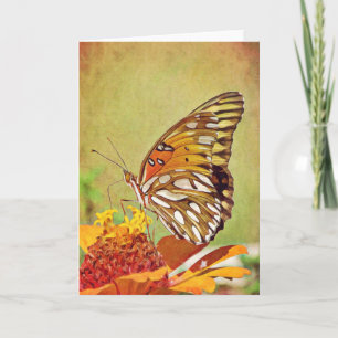 Borboleta Pintada no Cartão de Arte da Zinnia
