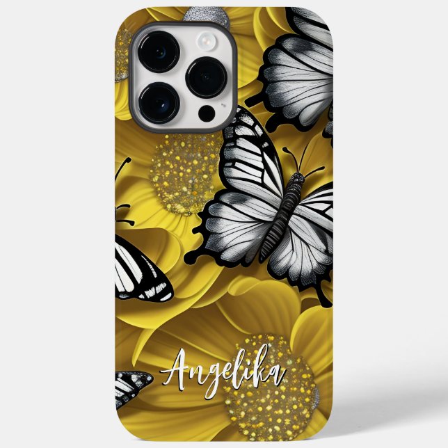 Borboleta Prata Preta Flores Amarelas Nome Persona (Verso)