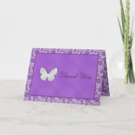 Borboleta Prateada em Cartão de Agradecimento Roxo