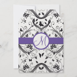 Borboleta Preta Damasco Roda Convites de casamento