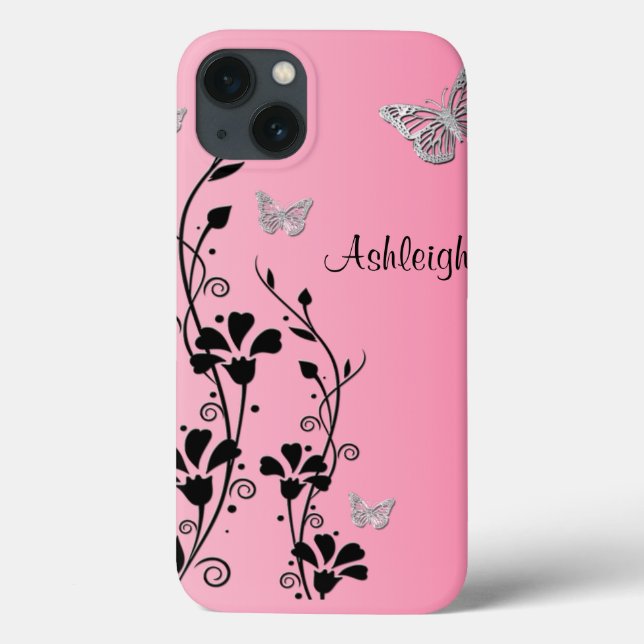Borboleta preto-rosa Borboleta Floral iPad Air Cas (Verso)