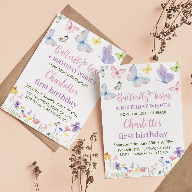 Borboleta Primeiro Convite de Aniversário (Criador carregado)