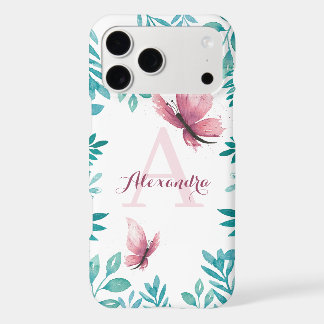 Borboleta rosa aquarela nome personalizável