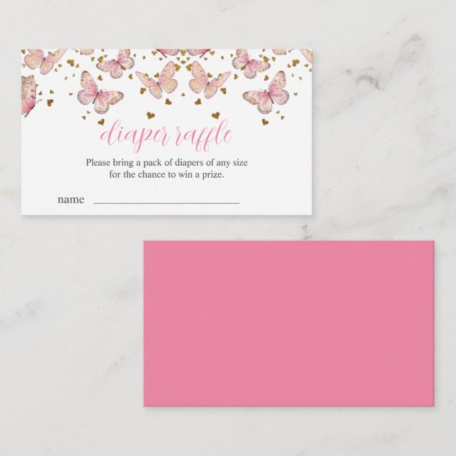 Borboleta rosa e Dourada | Inserção de Raffle Fral (Frente/Verso)