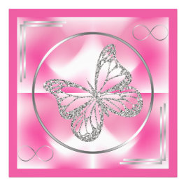 Borboleta rosa e prata e sinal infinito | Foto
