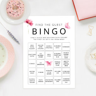 Borboleta Rosa Encontre O Cartão De Jogo De Bingo