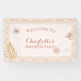 Borboleta Rosa Gingham Flores Selvagens