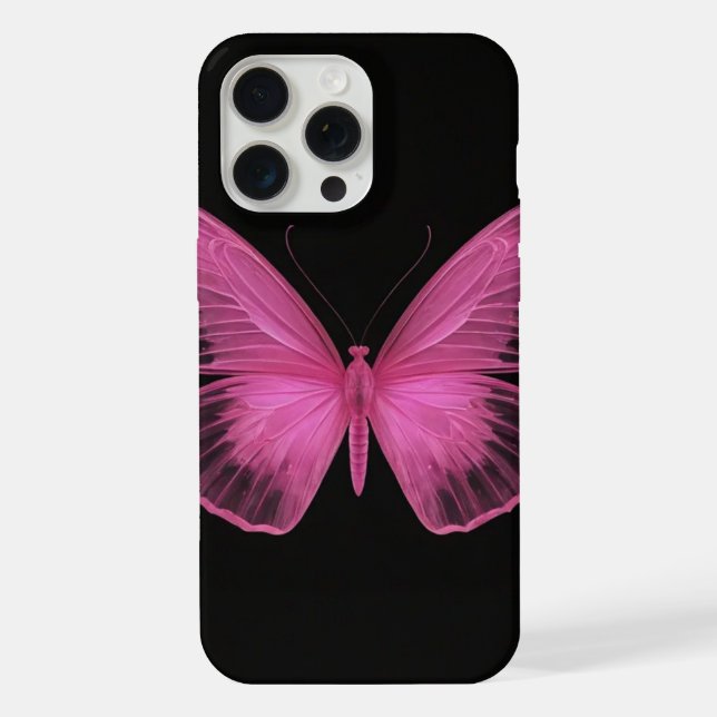 borboleta rosa giro iphone15 pro max case (Verso)