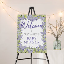 Borboleta Roxa e Chá de fraldas de Flor Bem-vindo