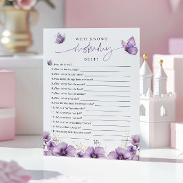 Borboleta Roxa Quem conhece melhor a Mamãe? Cartão