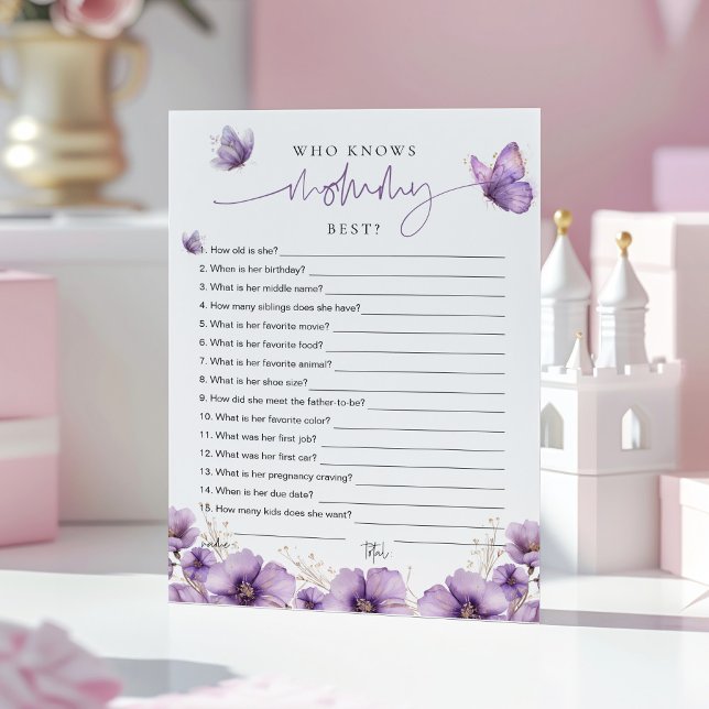 Borboleta Roxa Quem conhece melhor a Mamãe? Cartão (Criador carregado)