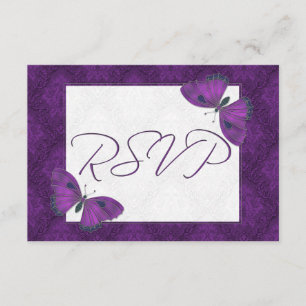 Borboleta RSVP de Casamento Brocade Roxo