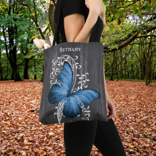 Borboleta Russa Azul Personalizada Tote Bag