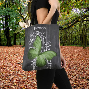 Borboleta Russa Verde Personalizada Tote Bag