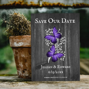 Borboleta Rústica Roxa Salve O Anúncio De Data