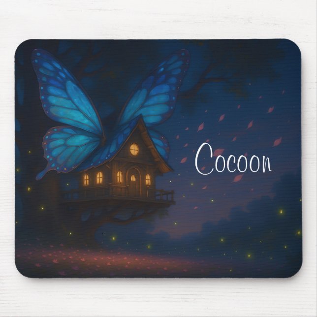 Borboleta Treehouse à noite em Mousepad (Frente)