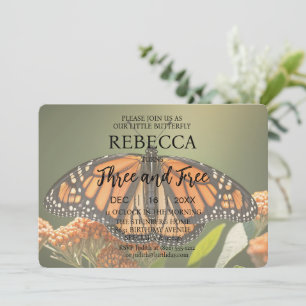 Borboleta Três e Convites de Aniversário Gratuitos