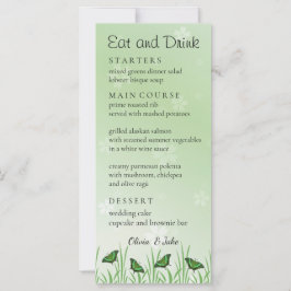 Borboleta verde em verde claro - cartão de menu