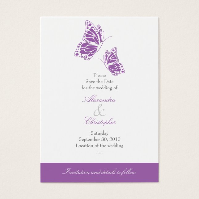 Borboleta Violeta Simples Salve A Data Casamento M (Frente)