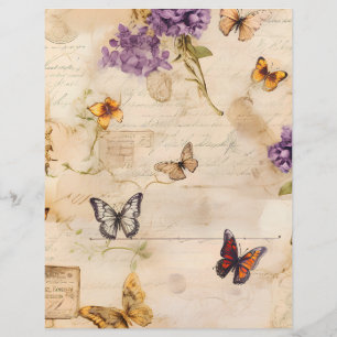 Borboleta Vitoriana e Papel Scrapbook Floral