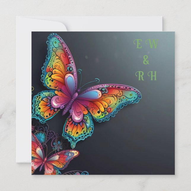 Borboleta Whimsical Romance Convite para Casamento (Verso)