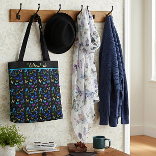 Borboletas Azuis Personalizadas no Saco de Tote Pr