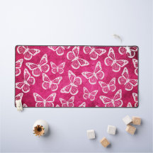 Borboletas Bonitas Padrão Elegante Branco e Rosa Q