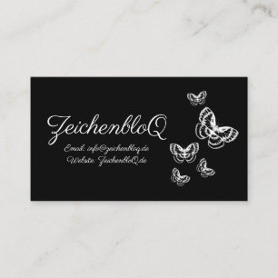 Borboletas brancas na Cartão de visita preta