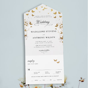 Borboletas Caligrafia Elegante Casamento Romântico
