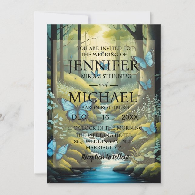 Borboletas Clássicas Convites para Casamento (Frente)