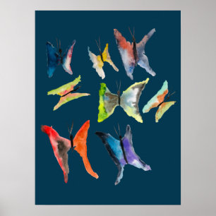 Borboletas coloridas de água poster