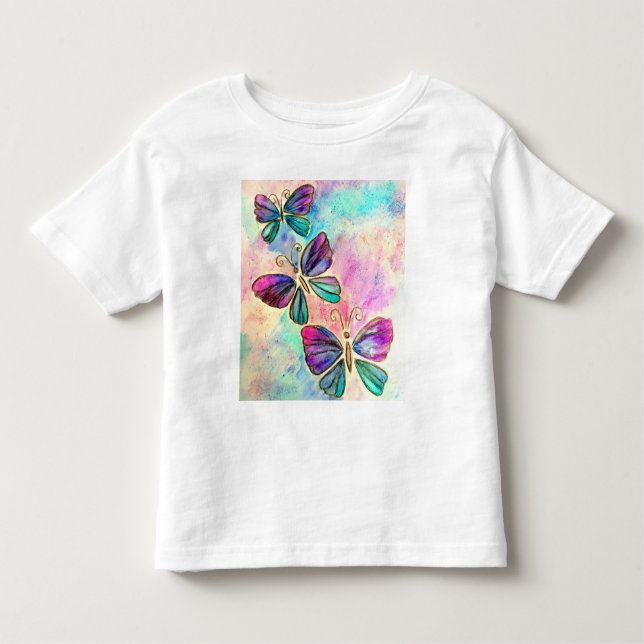Borboletas coloridas Toddler T-Shirt (Frente)