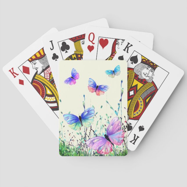 Borboletas Coloridas Voadoras Cartas de Baralho (Verso)
