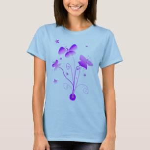 Borboletas com Flores, t-shirt de boneca bebê