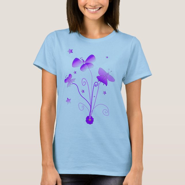 Borboletas com Flores, t-shirt de boneca bebê (Frente)