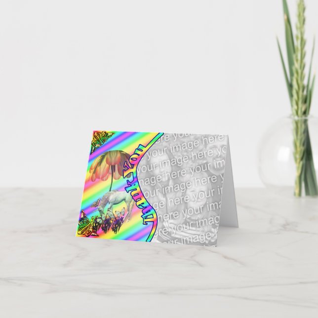 Borboletas da Unicorn Obrigado Cartão com fotos (Frente)