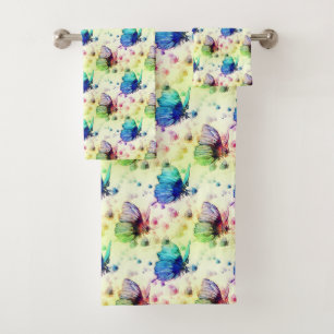 Borboletas de Aquarela Conjunto de Toalhas