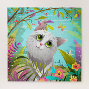 Borboletas de gato giro Flores Quebra-cabeça