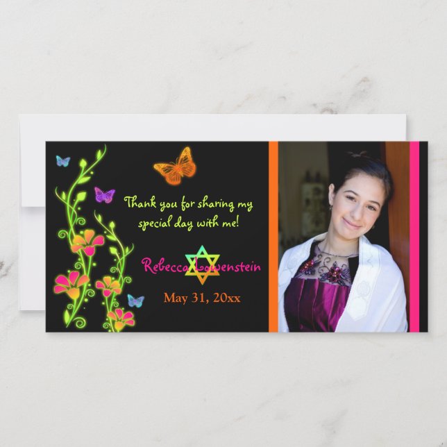 Borboletas de néon & cartões de agradecimentos da (Frente)