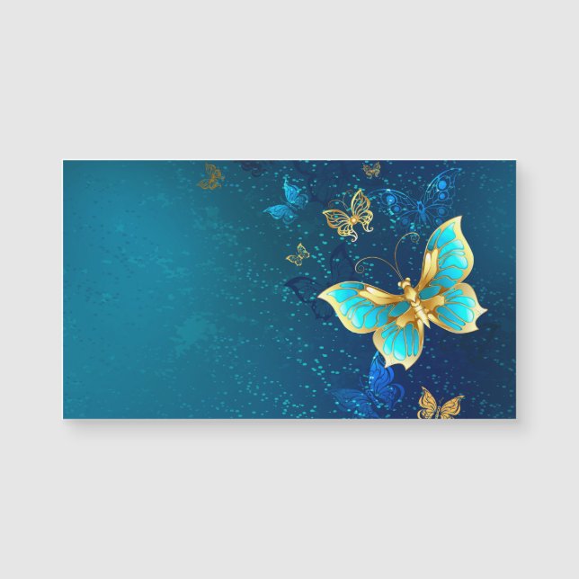 Borboletas de ouro em um fundo azul (Frente)