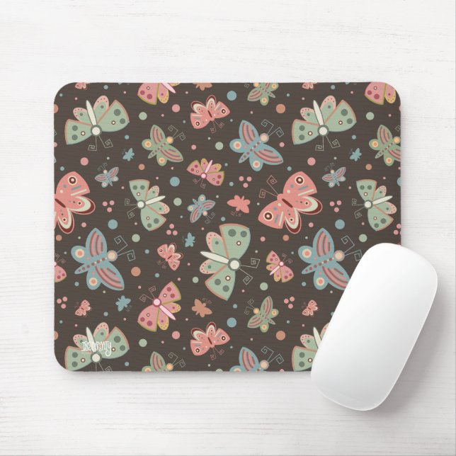 Borboletas Diversas Padrões Inspirivity Mouse Pad (Com mouse)