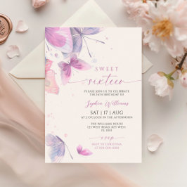 Borboletas Doce 16 Convite de Aniversário