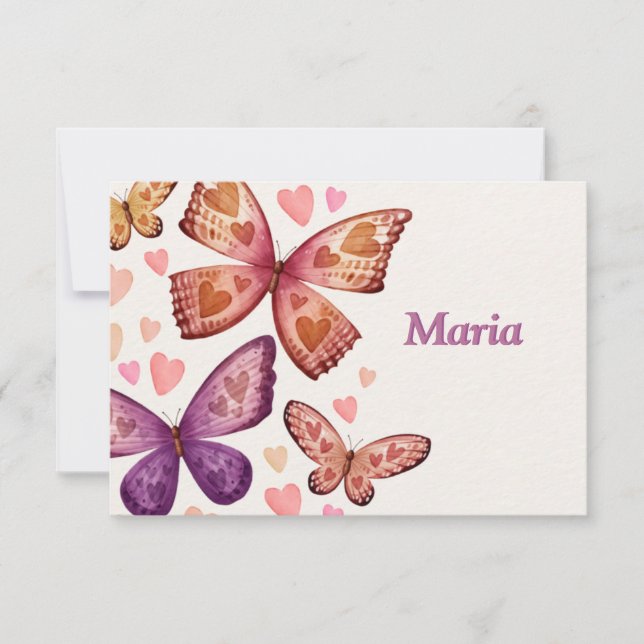 Borboletas e Cartões de agradecimentos plano de am (Frente)