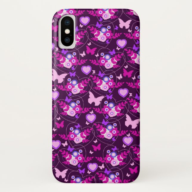 Borboletas e corações, capas de iphone rosa (Verso)