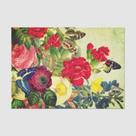 Borboletas e flores do lenço de papel