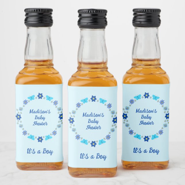Borboletas e flores do menino azul personalizadas (Garrafas)