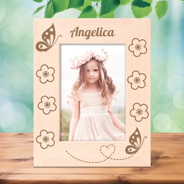 Borboletas e flores Nome personalizado 5x7 (Criador carregado)