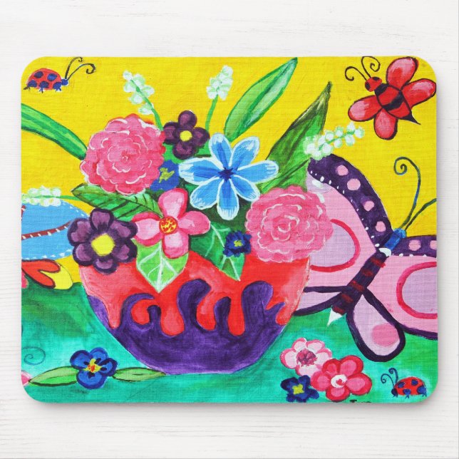 Borboletas e Ladybugs Mousepad (Frente)