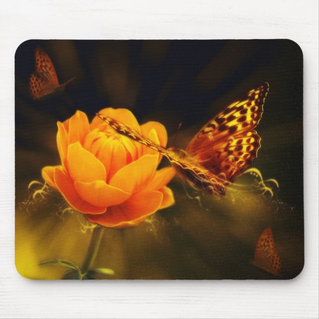 Borboletas e Rosa Mousepad (Frente)