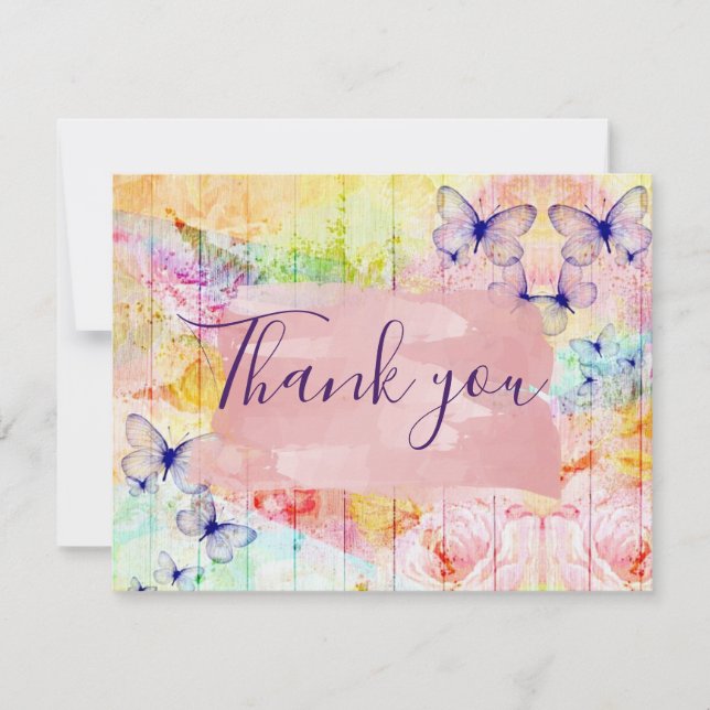 Borboletas e Rosas chiques sobre madeira russa (Frente)